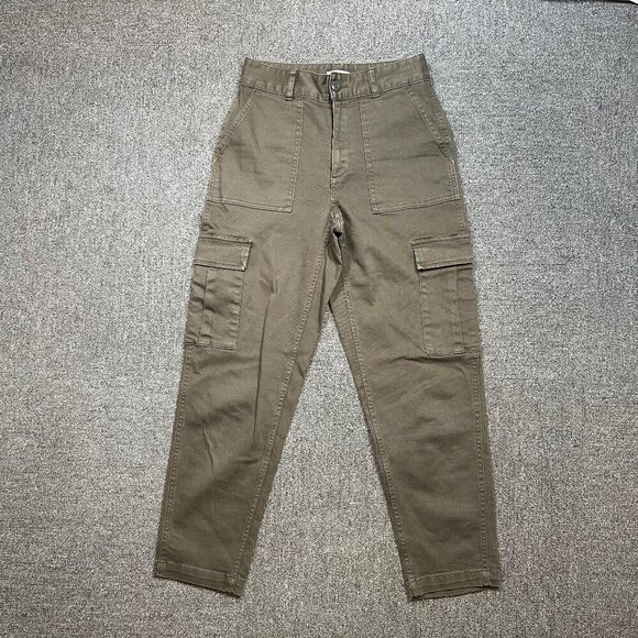 TNA Aritzia Tapered High Rise Cargo Pants in Olive Green / Grey Size 4 - Picture 1 of 7